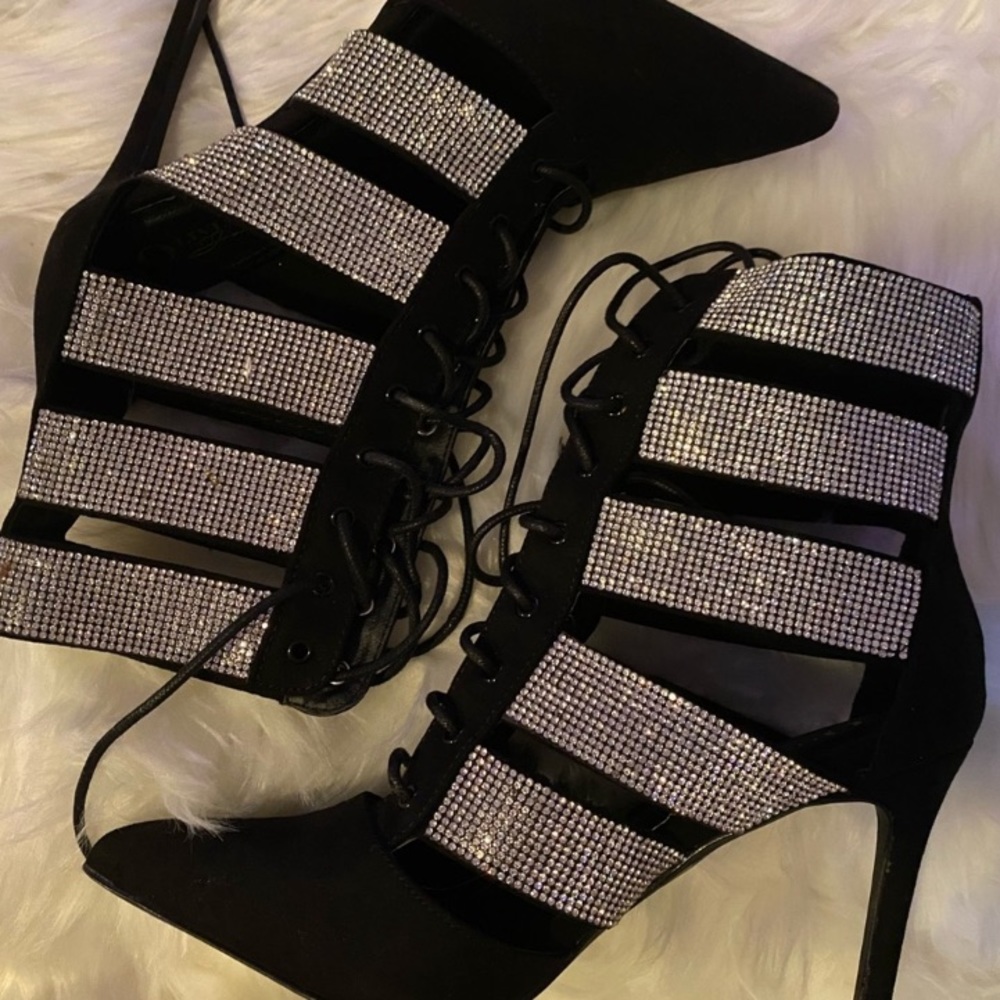 Rhinestone Lace Up Booties - Picture 10 of 12